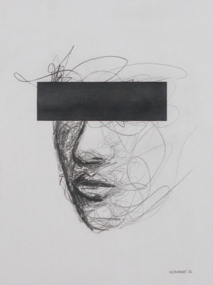 Censorship, 9"x12", 2026, Coloured pencil on paper, 150$ framed or 140$ not framed