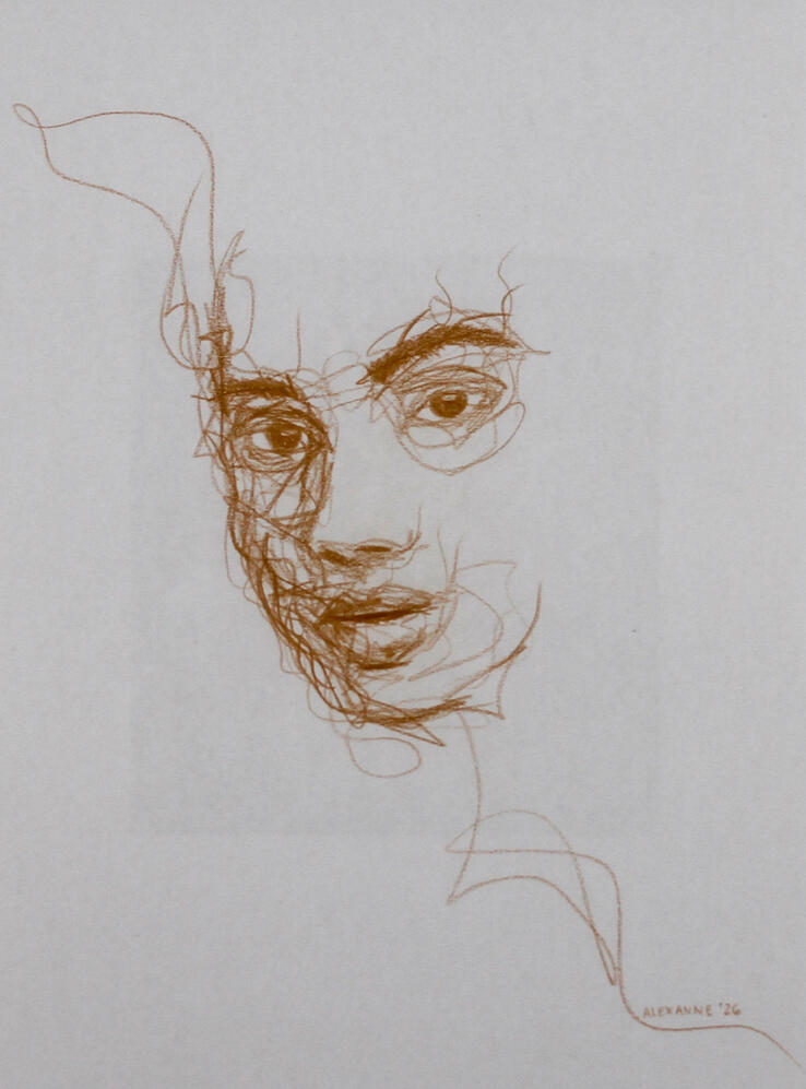 Inflamed, 9"x12", 2026, Coloured pencil on paper, 150$ framed or 140$ not framed