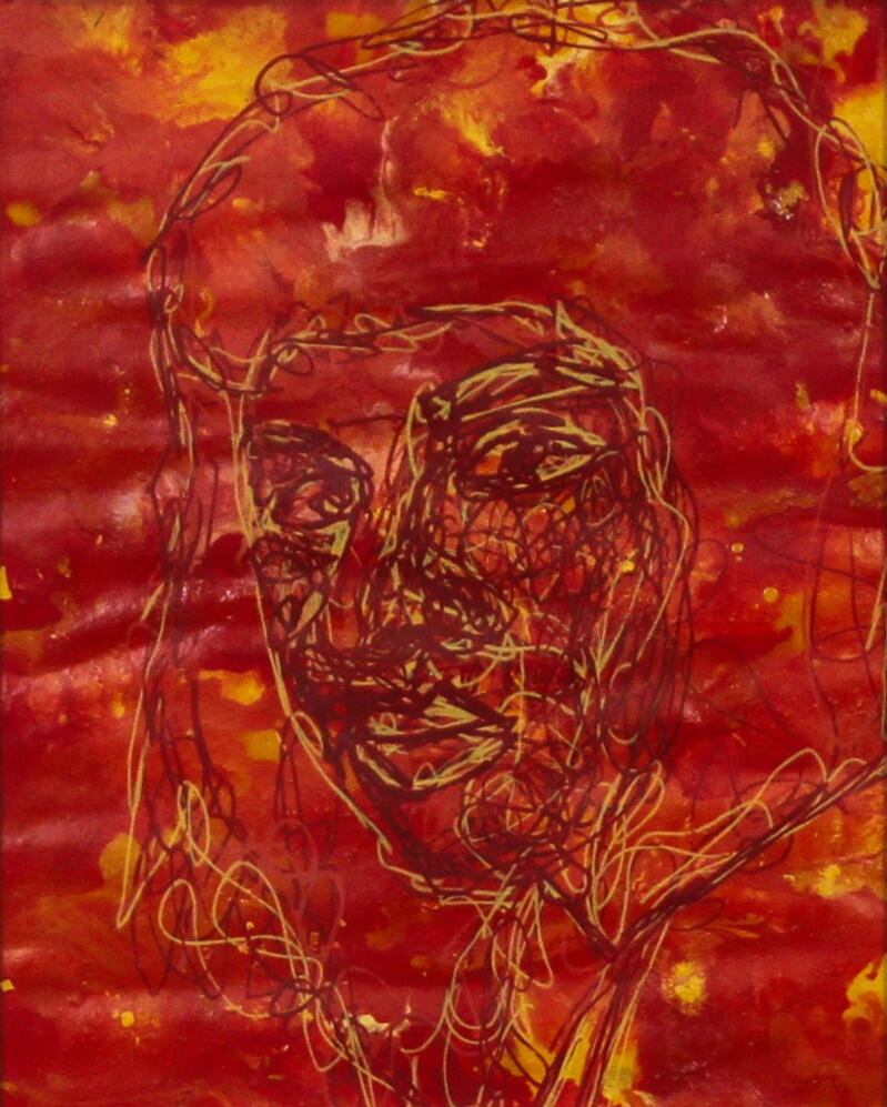 Flamboyant rust, 9&quot;x12&quot;, 2025, Acrylic on paper, 65$ only the drawing or 75$ framed