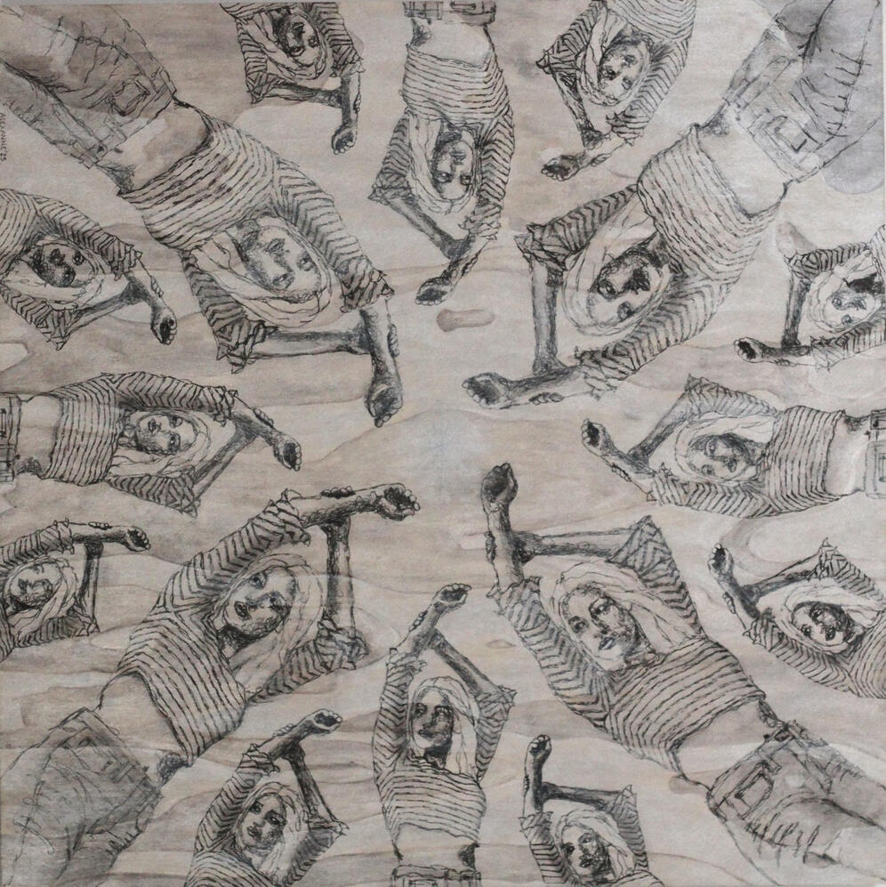 Don't let me blend into the crowd, 24"x24", 2025, Acrylic and markers on gallery wood panel, 550$