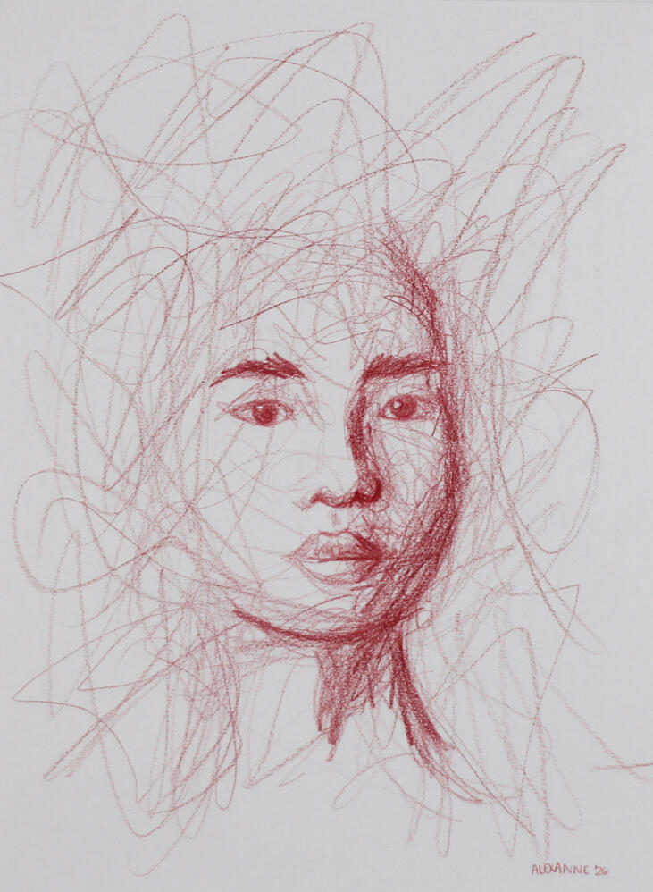 Emergence, 9"x12", 2026, Coloured pencil on paper, 150$ framed or 140$ not framed