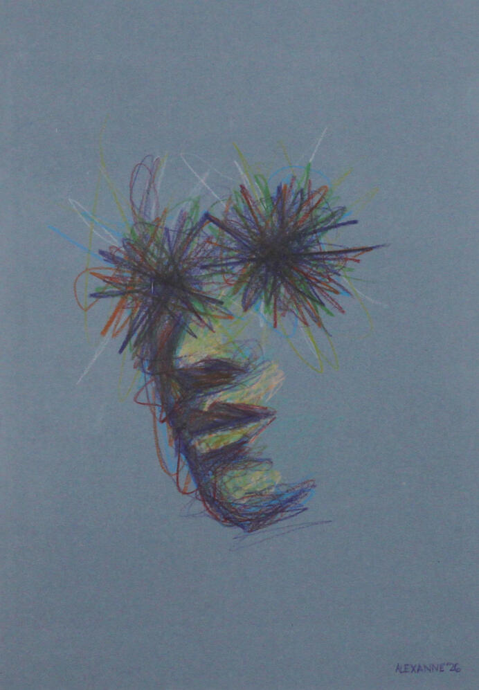 Dazzling, 8.3"x11.7", 2026, Coloured pencil on paper, 150$ framed or 140$ not framed