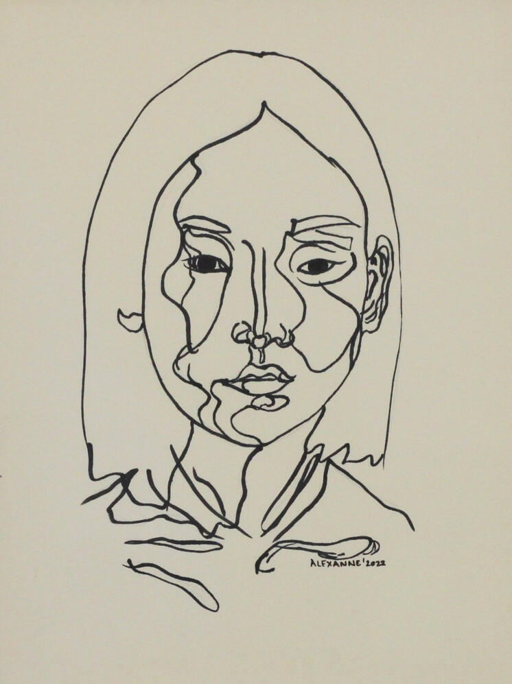 Gravitas, 9"x12", 2022, Marker on paper, 150$ framed or 140$ not framed