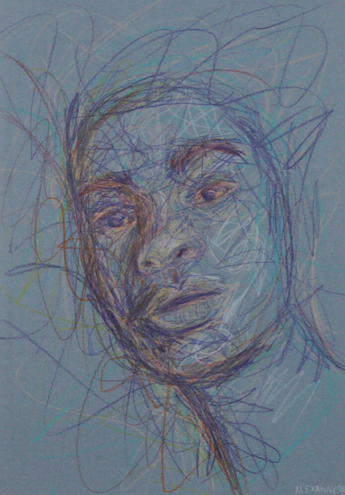 Internal Chaos, 8.3"x11.7", 2026, Coloured pencil on paper, 150$ framed or 140$ not framed