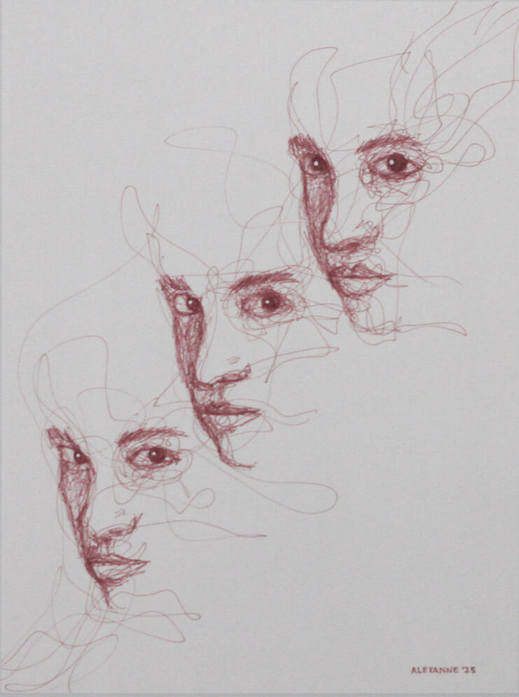Exasperated, 9"x12", 2025, Sharpie on paper, 150$ framed or 140$ only the drawing
