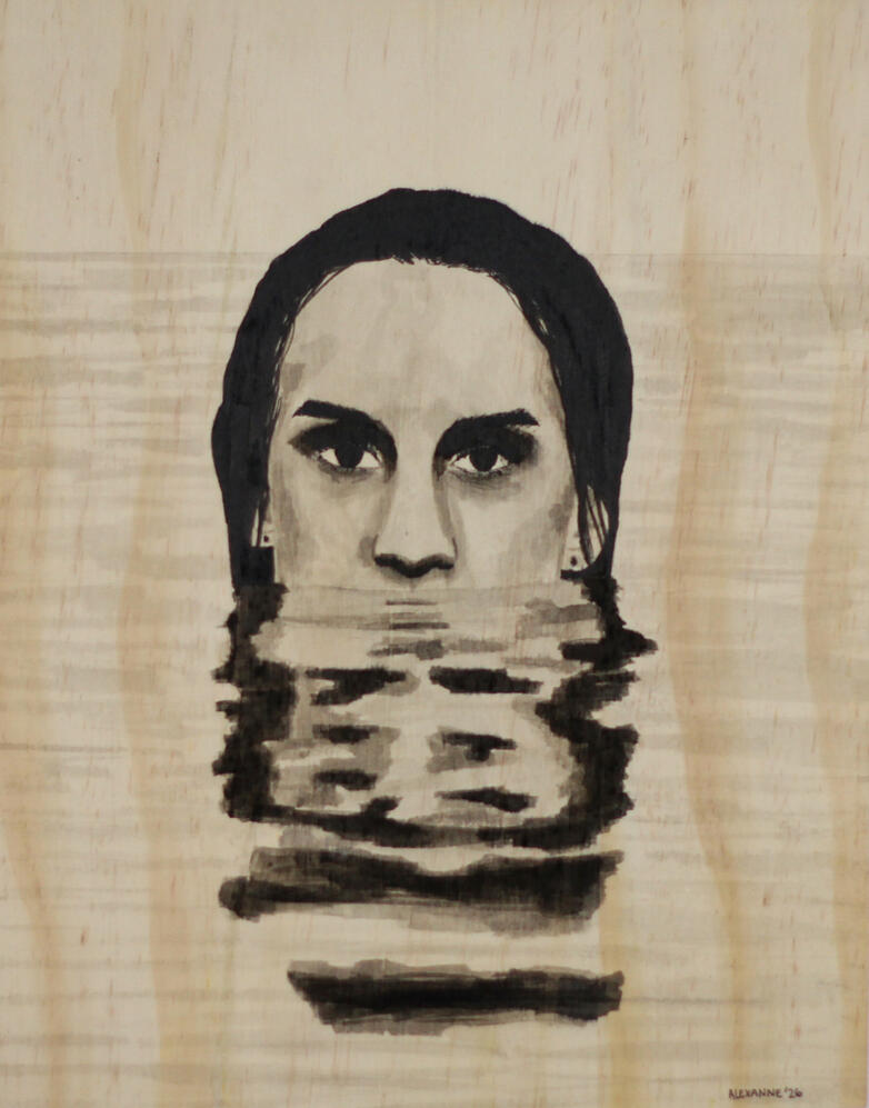 Water exist, 11"x14", 2026, India ink on wood pannel, 210$