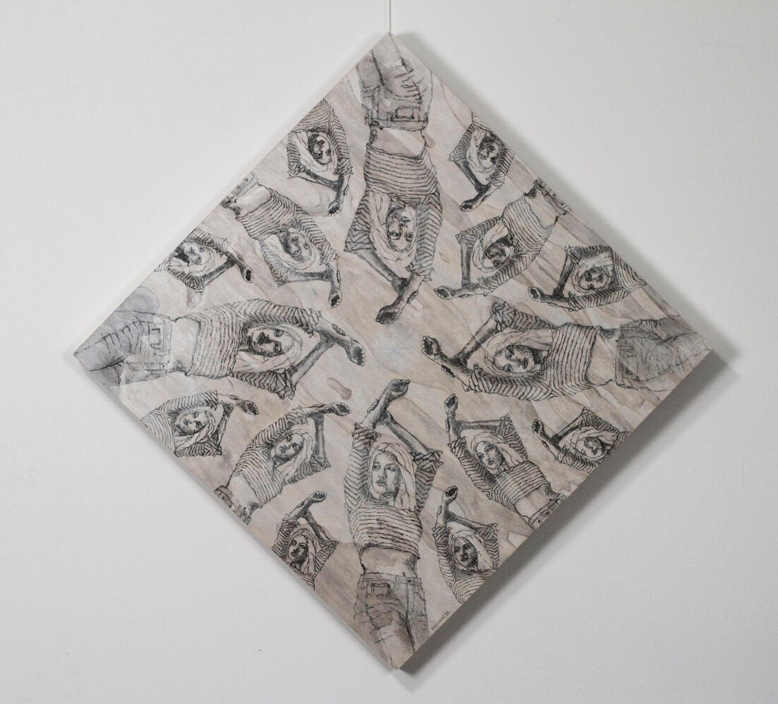 Don't let me blend into the crowd, 24"x24", 2025, Acrylic and markers on 1.5'' gallery wood panel, 550$