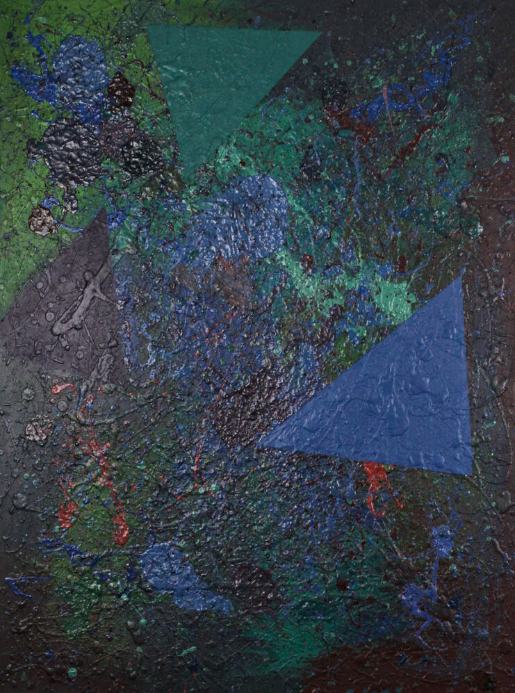 Triangular whirlwind, 36&quot;x48&quot;, 2014, Acrylic on masonite, 500$