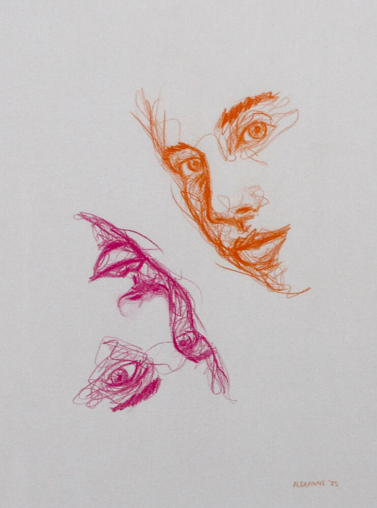 Parallel worlds, 9"x12", 2025, Coloured pencil on paper. (Sold)