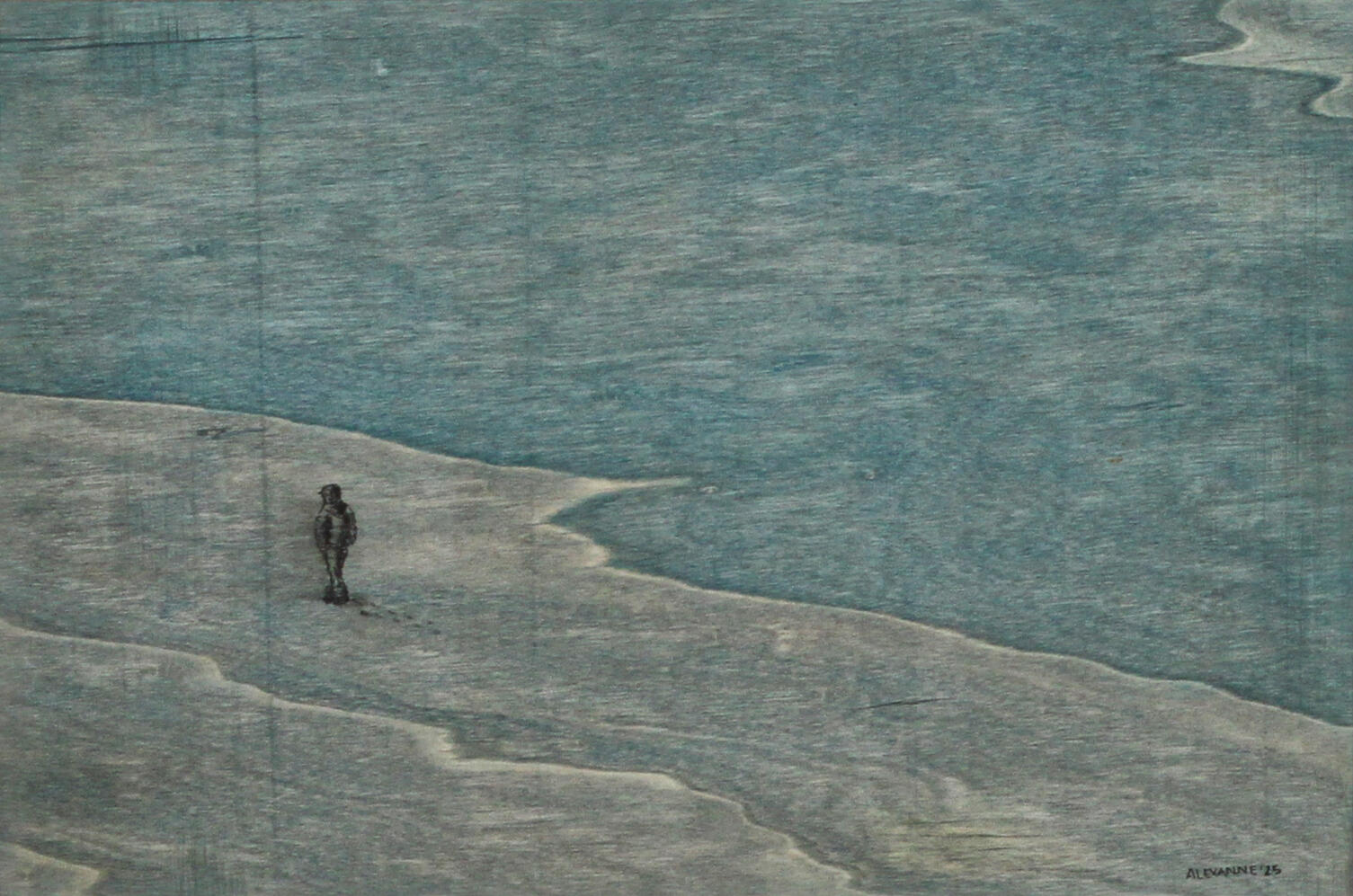 Am I all alone?, 8&quot;x12&quot;, 2025, Acrylic and marker on wood panel