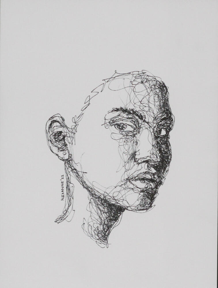 Determined, 9"x12", 2022, Sharpie on paper. (Sold)