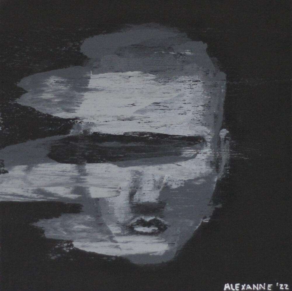 Anonymity, 5"x5", 2022, Acrylic on wood panel. (Sold)