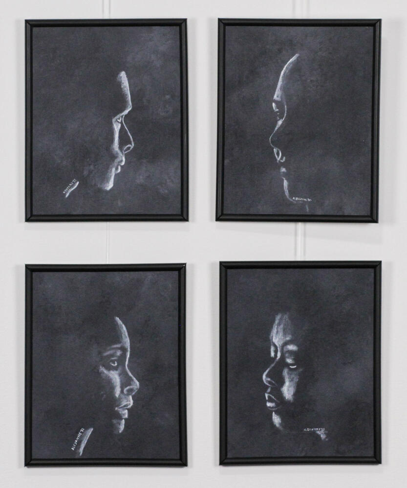 Introspection, 4x 8"x10", 2022, Acrylic on canvas panels. (Sold)